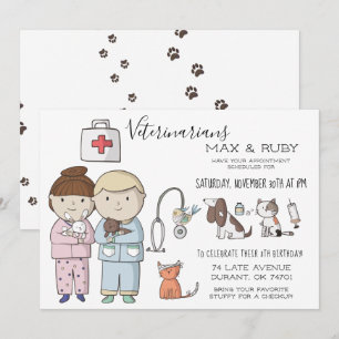 Invitation Fête d'enfants sur le thème vétérinaire pour garço