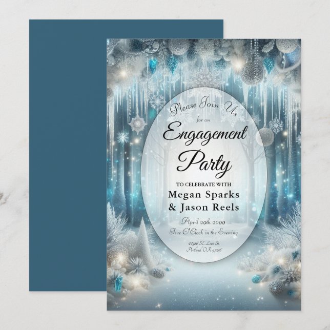 Invitation Fête d'engagement pour la forêt neigeuse (Devant / Derrière)