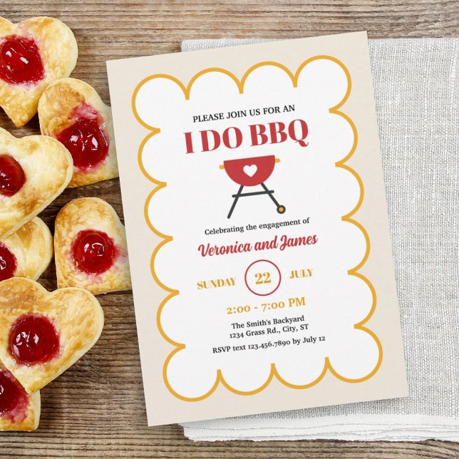 Invitation Fête d'engagement pour le barbecue d'été moderne (Créateur téléchargé)