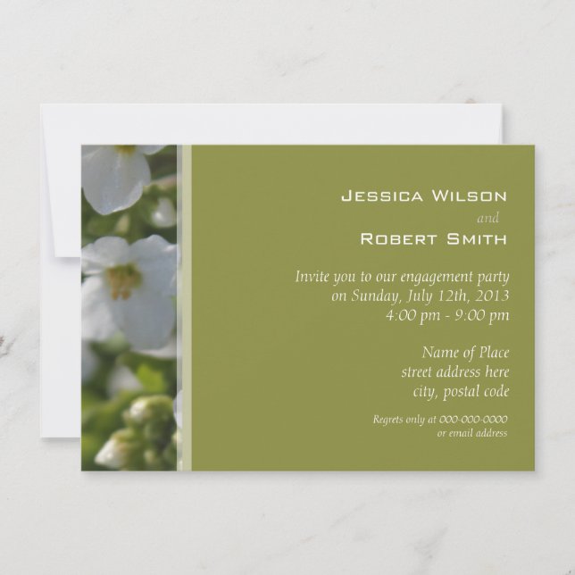 Invitation fête d'engagement pour les fleurs du jardin blanc  (Devant)