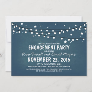 Invitation FÊTE D'ENGAGEMENT Rustique Starry Night Lights