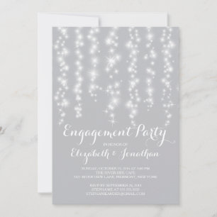 Invitation Fête d'engagement Twinkle Lights moderne