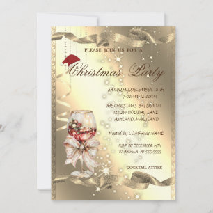 Invitation Fête d'entreprise de Noël avec un nœud en verre sc