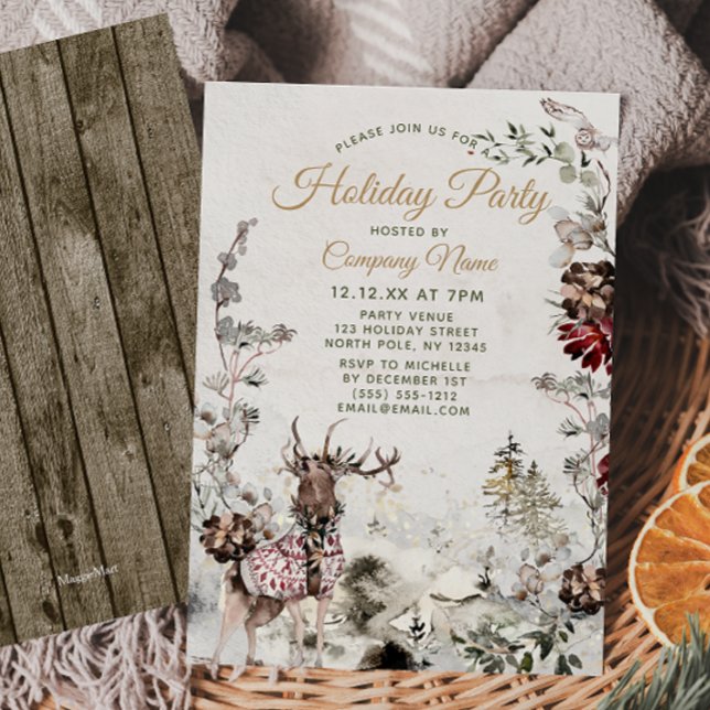 Invitation Fête d'entreprise de Noël Forest Deer (Créateur téléchargé)
