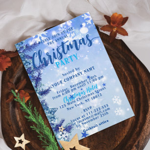Invitation Fête d'entreprise Noël Bleu Merveilleux Hiver