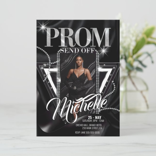 Invitation Fête d'ENVOI PROM Diamond Glamour Personnalisé (Debout devant)