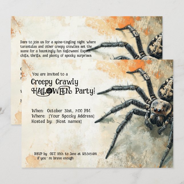 Invitation Fête déplaisante Crawly HALLOWEEN ! (Devant / Derrière)