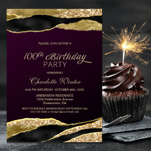 Invitation Fête des 100 ans Bourgogne et Or
