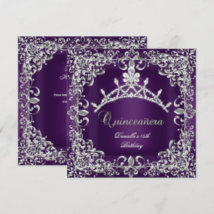 Invitation Fête des 15 ans de Quinceanera Violet foncé
