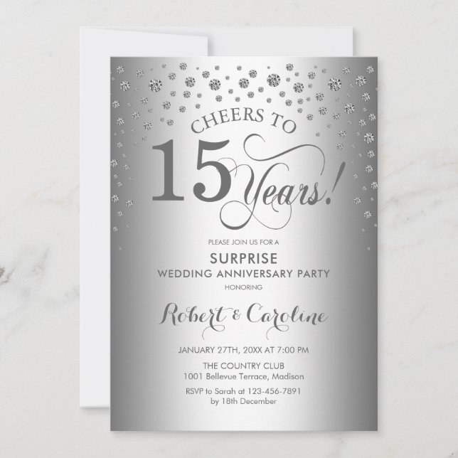 Invitation Fête des 15 ans de Silver Diamond Surprise (Devant)