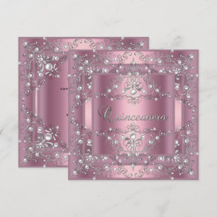 Invitation Fête des 15 ans Quinceanera Perle Rose