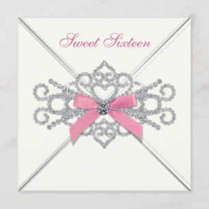 Invitation Fête des 16 ans douce White Diamonds Rose