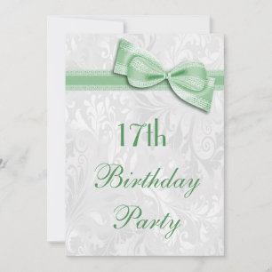 Invitation Fête des 17 ans Damassé et Nœud Papillon Faux