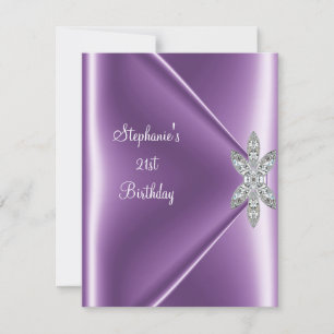 Invitation Fête des 21 ans Bijou Diamant Mauve Violet