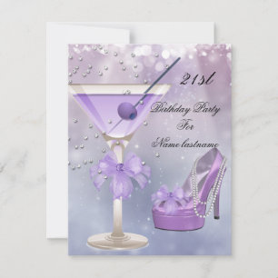 Invitation Fête des 21 ans Martini lilas blanc violet
