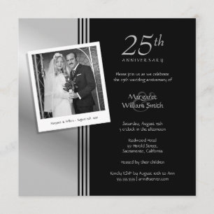 Invitation Fête des 25 ans de mariage Photo Silver