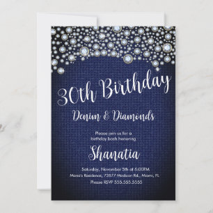 Invitation Fête des 30 ans Denim Diamonds Gem Diamants 