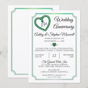 Invitation Fête des 35 ans de mariage Émeraudes Diamants