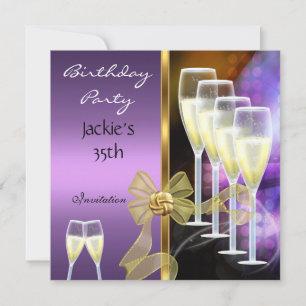 Invitation Fête des 35 ans Élégant Violet Or