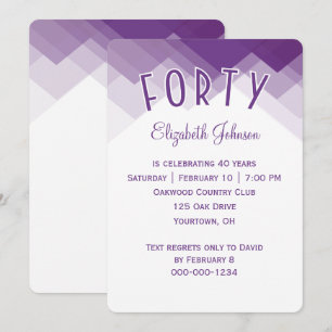 Invitation Fête des 40 ans bordure violet et blanc