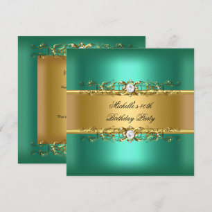 Invitation Fête des 40 ans de naissance Jade Vert Or Diamant