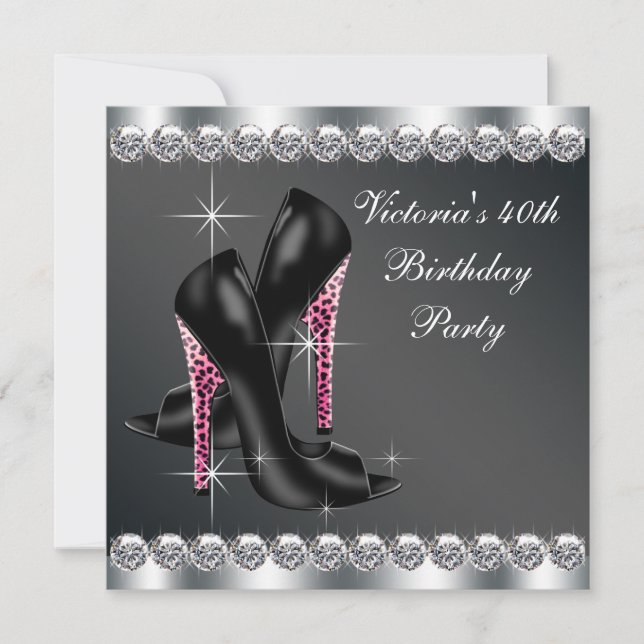 Invitation Fête des 40e Anniversaires des femmes élégantes ro (Devant)