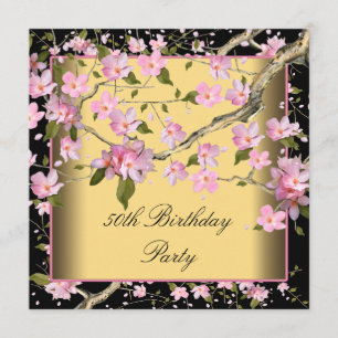 Invitation Fête des 50 ans de la femme aux fleurs de cerisier