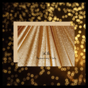 Invitation Fête des 50 ans de mariage tissu floral or