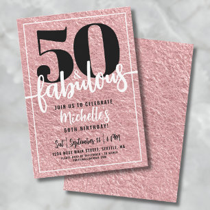 Invitation Fête des 50 ans d'une femme Rose Gold