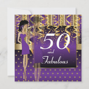 Invitation Fête des 50 ans   Fille   Violet et Or