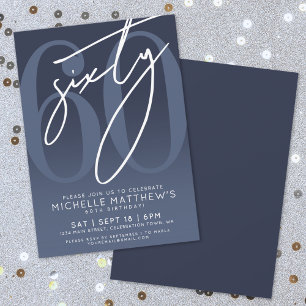 Invitation Fête des 60 ans Bleu Marine
