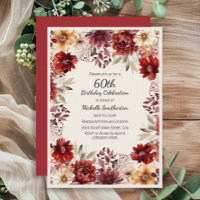 Fête des 60 ans couleur crème et burgundy aquarell