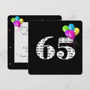 Invitation Fête des 65 ans avec bouquet de ballons