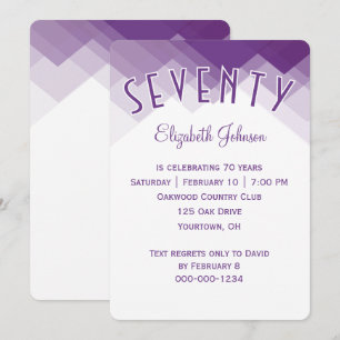 Invitation Fête des 70 ans bordure violet et blanc