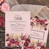 Fête des 70 ans Burgundy Fleur Rose Paillettes Dor