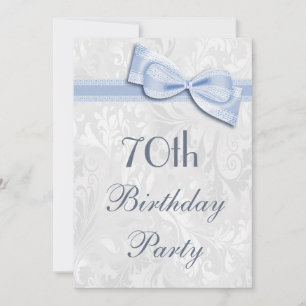 Invitation Fête des 70 ans damassé et nœud papillon faux