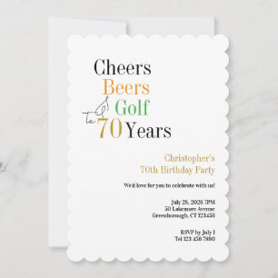 Invitation Fête des 70 ans de golf Cheers Beers Minimal