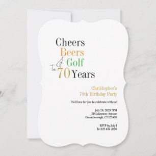 Invitation Fête des 70 ans de golf Cheers Beers Minimal