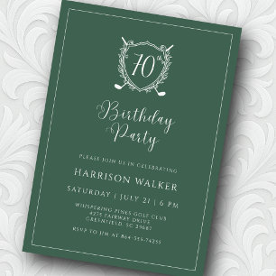 Invitation Fête des 70 ans de naissance Golf Crest Écriture é