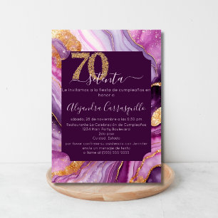 Invitation Fête des 70 ans en Agate Rose Belle Espagnole