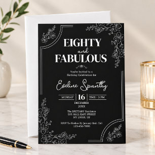Invitation Fête des 80 ans : Floral et Fabuleux