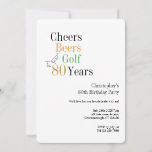 Invitation Fête des 80 ans Golf Cheers Bières Minimal