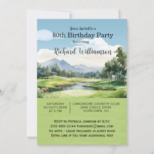 Invitation Fête des 80 ans thème golf masculin  