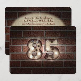 Invitation Fête des 85 ans - lumières de chapiteau sur brique