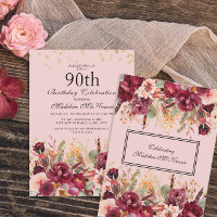 Fête des 90 ans Burgundy Fleur Rose Paillettes Dor