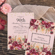 Fête des 90 ans Burgundy Fleur Rose Paillettes Dor