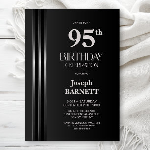 Invitation Fête des 95 ans Gris Noir à rayures argentées