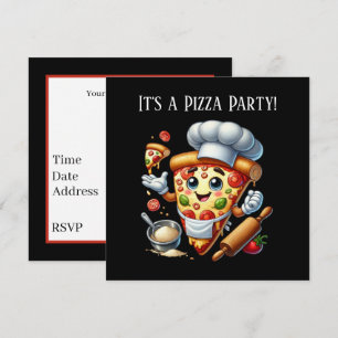 Invitation Fête des amateurs de pizza cool