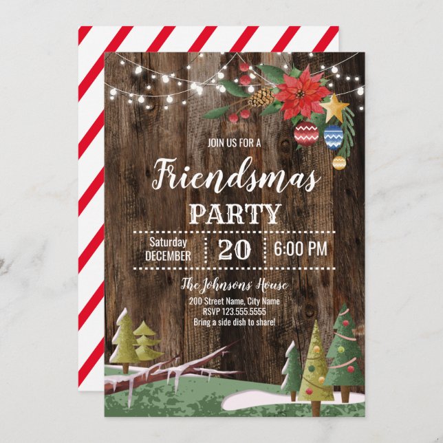Invitation Fête des "amis" de Noël (Devant / Derrière)