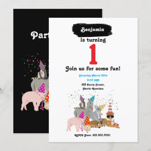 Invitation Fête des animaux - Animaux à la fête d'anniversair